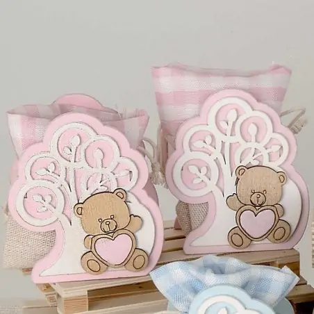 Scatoline Portaconfetti Albero della Vita e Orsetto in legno