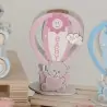 Scatoline Portaconfetti Mongolfiera in Legno e Orsetto Rosa