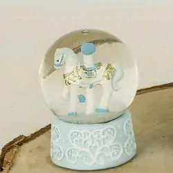 Bomboniere Battesimo Maschio Palla di Neve Cavalluccio Celeste