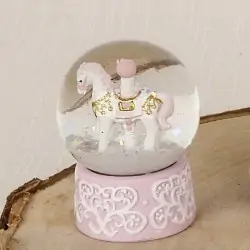 Bomboniere Battesimo Femmina Palla di Neve Cavalluccio Rosa