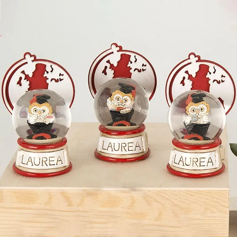 Bomboniere Laurea Gufo Portafortuna Frasi e Mappamondo