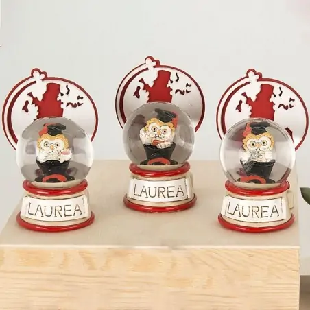 Bomboniere Laurea Gufo Portafortuna Frasi e Mappamondo