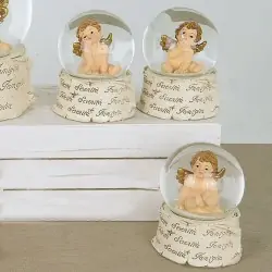 Palla di Vetro con Neve e Angeli Idee Bomboniere Battesimo