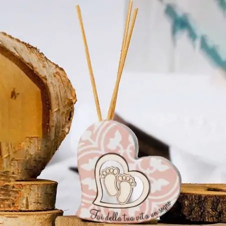 Cuore Profumatore Bomboniera Battesimo Bimba