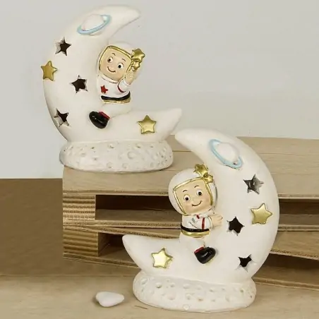 Lampada Luna Led con Astronauta Bomboniere Comunione Bambino