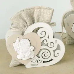 Scatolette porta confetti Comunione Cuore con Sacchetto