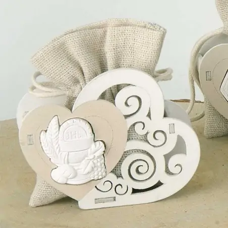 Scatolette porta confetti Comunione Cuore con Sacchetto