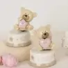 Carillon in ceramica con orso rosa