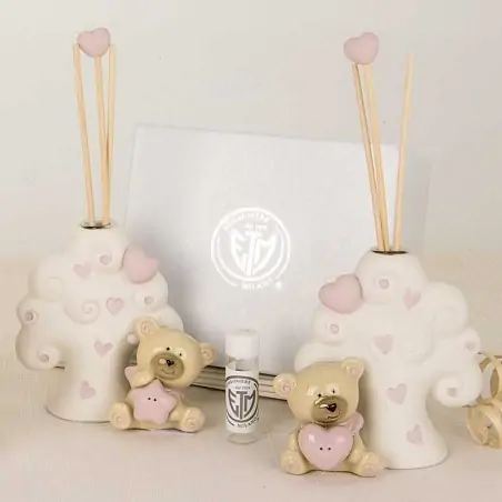 Profumatori per ambienti albero e orsetto battesimo bimba