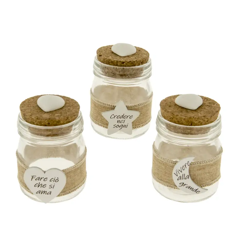 BARATTOLO PORTACONFETTI IN VETRO CON GESSO E DECORO