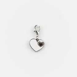 CIONDOLI BOMBONIERE MATRIMONIO CHARMS CUORE BIANCO E BEIGE
