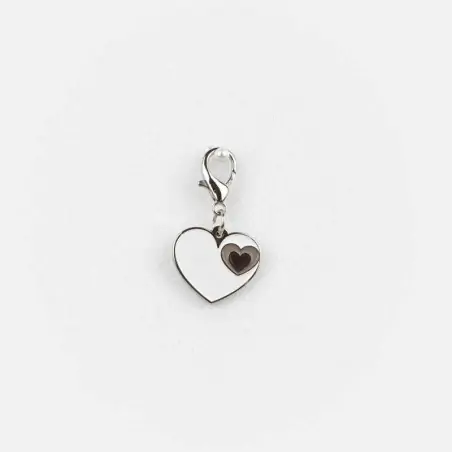 CIONDOLI BOMBONIERE MATRIMONIO CHARMS CUORE BIANCO E BEIGE
