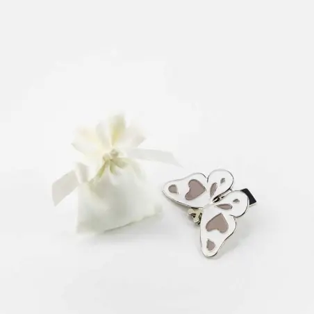 clip con magnete farfalla bianco e beige